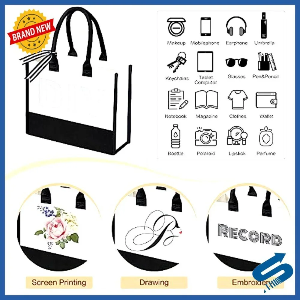 DIY Monogrammed Canvas Tote Bags Bulk Set Personalized Heat Transfer Letters